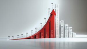  Gráfico mostrando aumento da dívida no cartão de crédito ao longo do tempo.