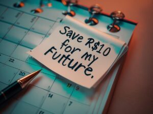  "Calendário marcado para guardar dinheiro"