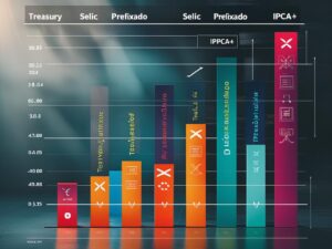 Gráfico comparativo dos principais títulos do Tesouro Direto: Selic, Prefixado e IPCA+