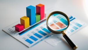 Gráfico de juros financeiros mostrando taxas elevadas com lupa