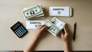 Lista de contas com marcações de prioridade entre essenciais e não essenciais.