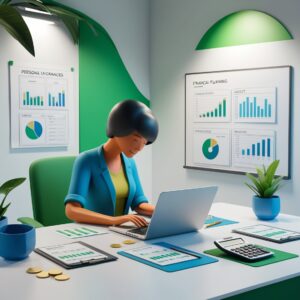 Pessoa analisando planilha financeira com gráficos, representando o conceito de Planejamento Financeiro como começar
